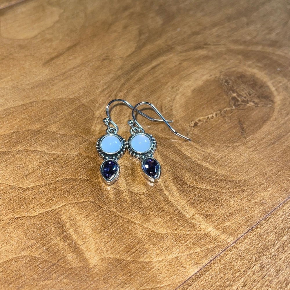Purple and White Earrings